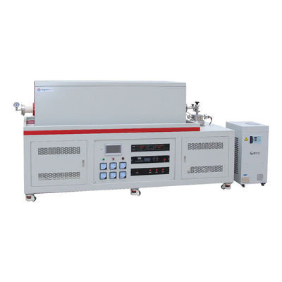 Horno de tubo de tres zonas de alto vacío de 1700C Horno de tubo de CVD con bridas de enfriamiento por agua