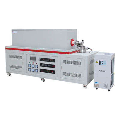 Horno de tubo de tres zonas de alto vacío de 1700C Horno de tubo de CVD con bridas de enfriamiento por agua